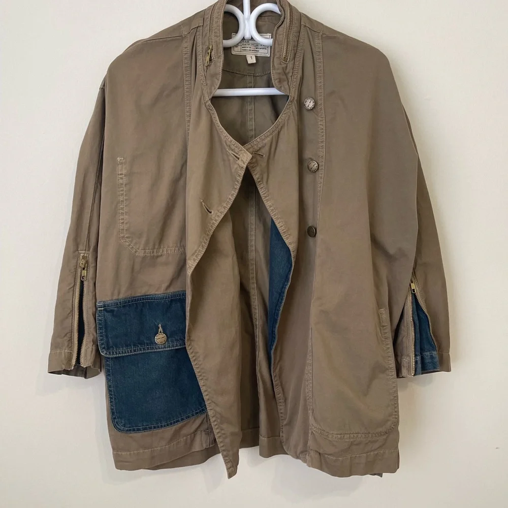 Current/Elliot Double Placket Jacket Military Green